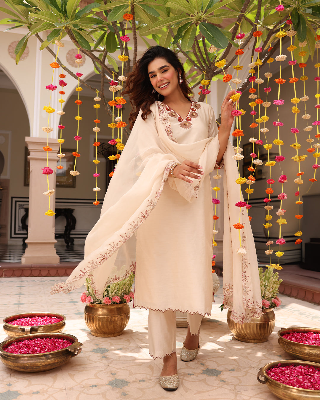 Beige Straight Kurta Set
