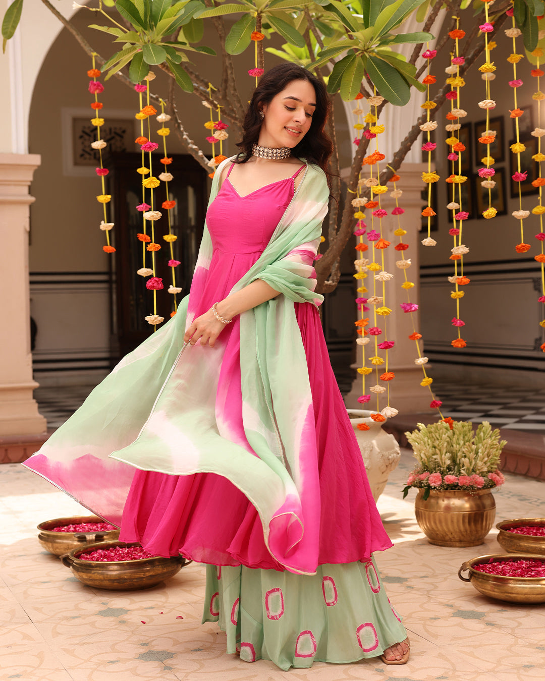 NOOR RANI GREEN PALAZZO  SET