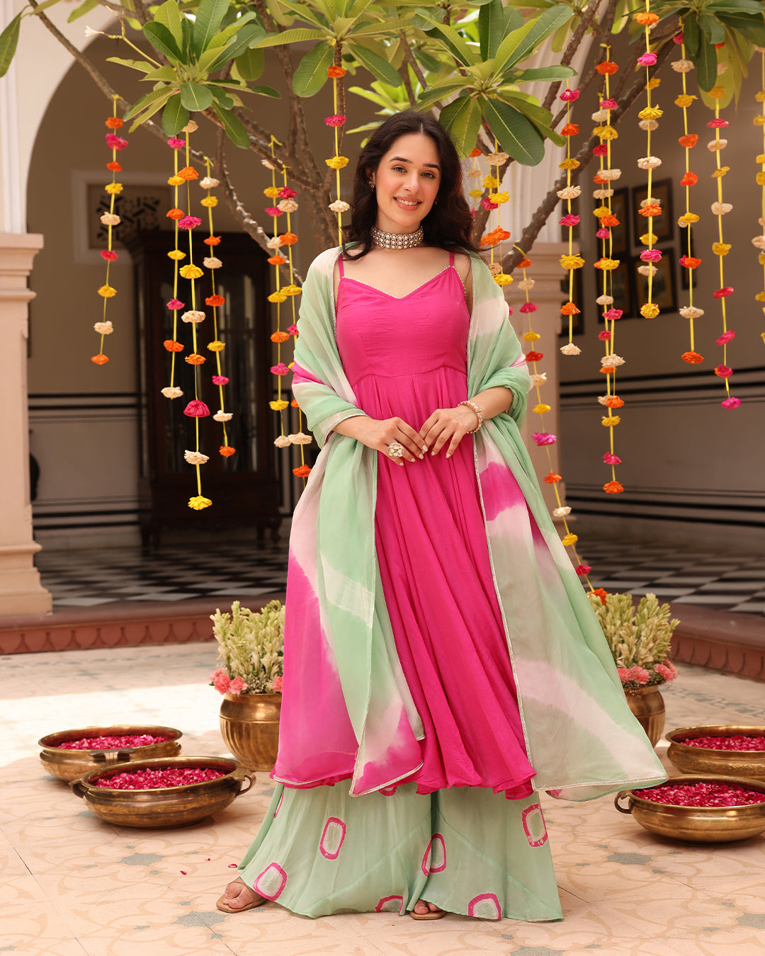 NOOR RANI GREEN PALAZZO  SET