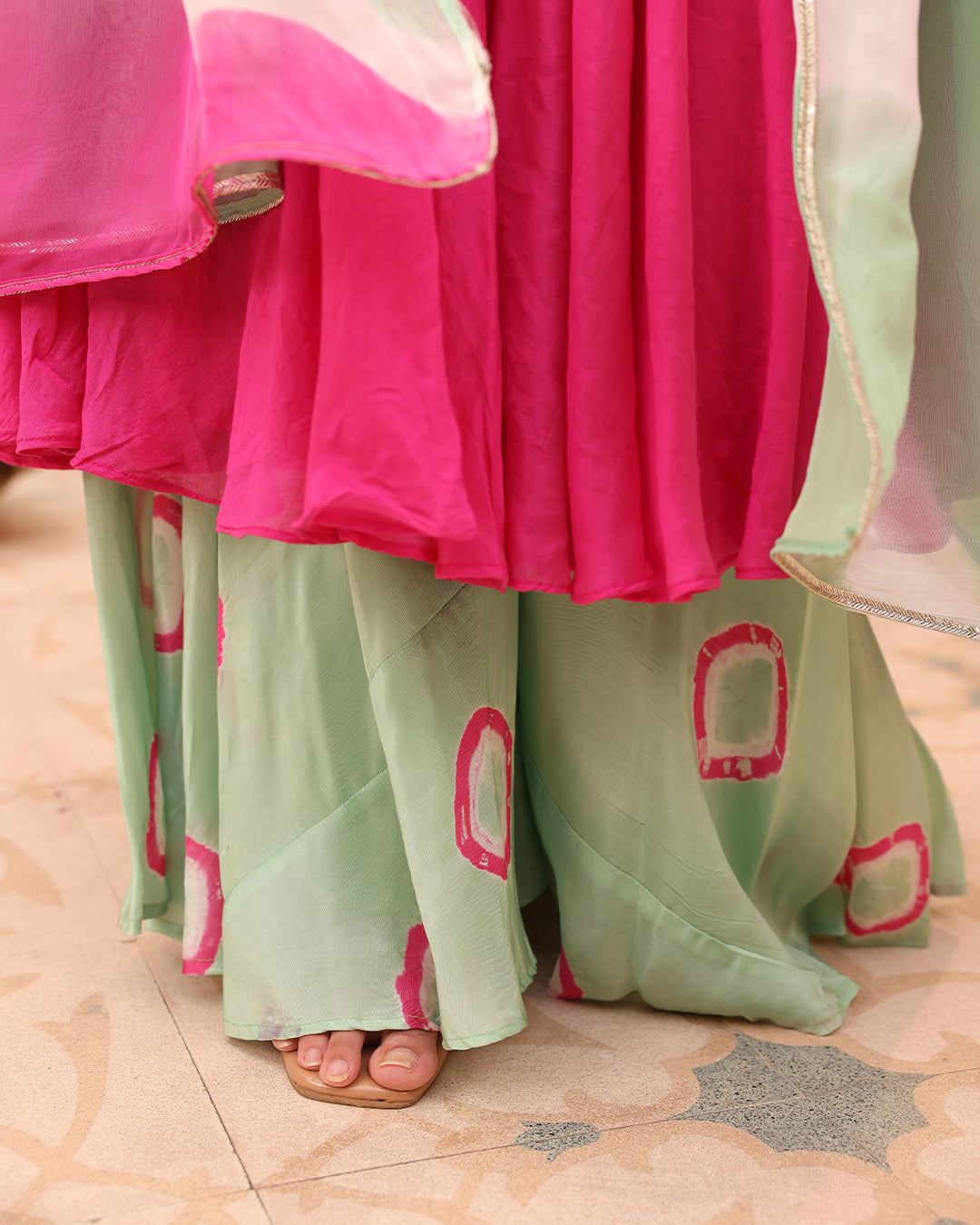 NOOR RANI GREEN PALAZZO  SET