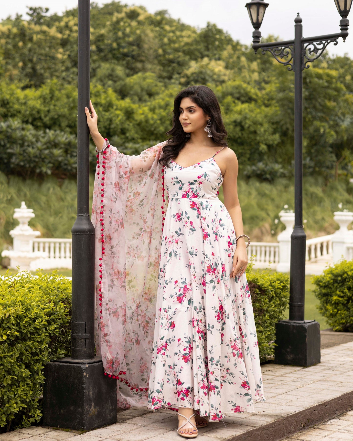 Powder White Digital Printed Suit Set