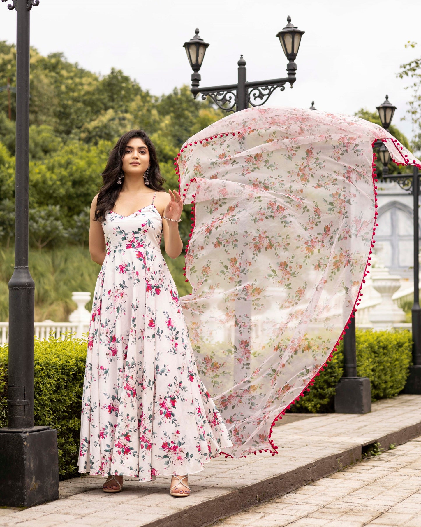 Powder White Digital Printed Suit Set