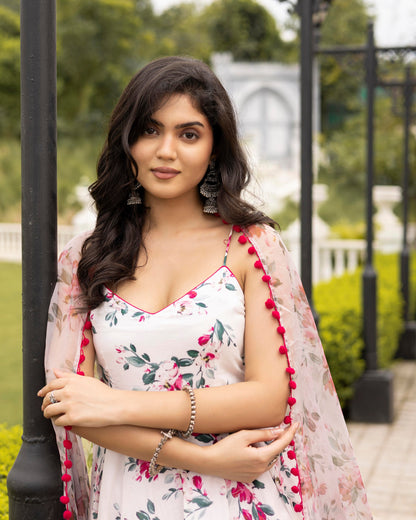 Powder White Digital Printed Suit Set