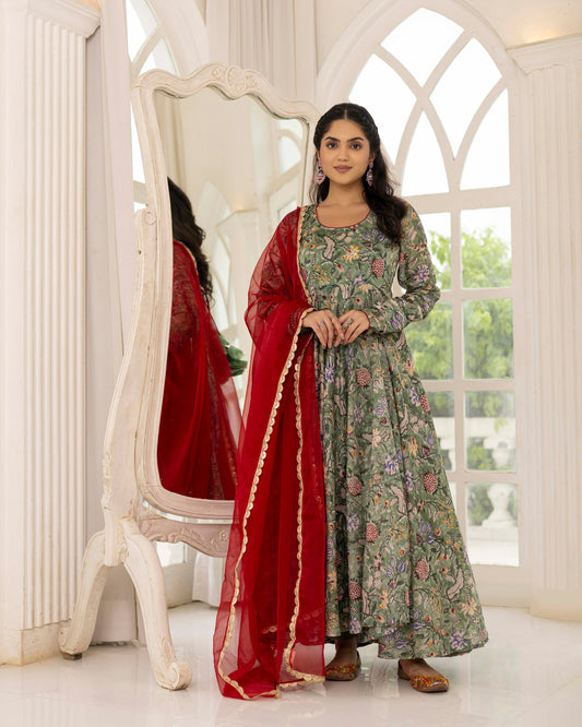 Island Splash Green chanderi suit set