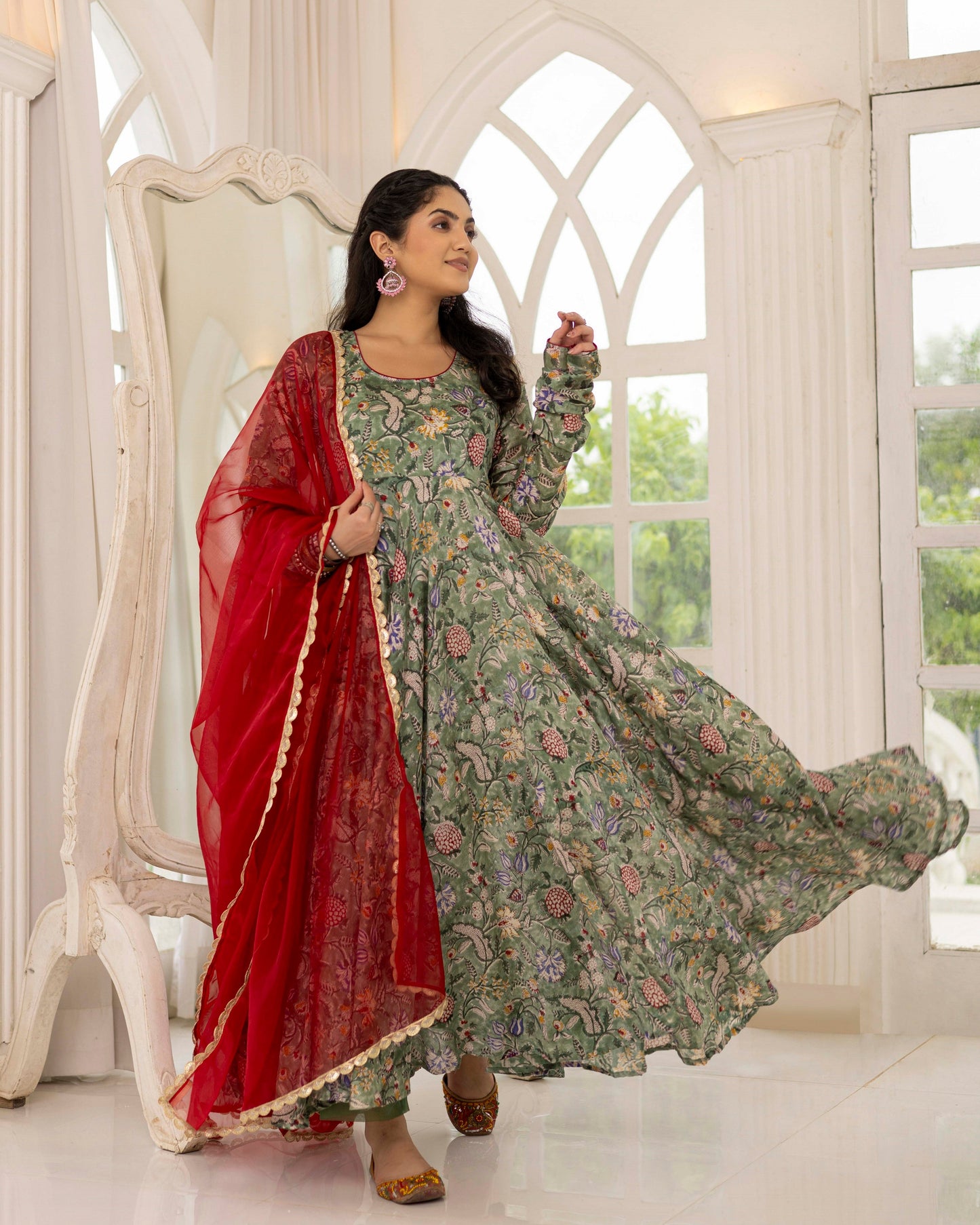 Island Splash Green chanderi suit set