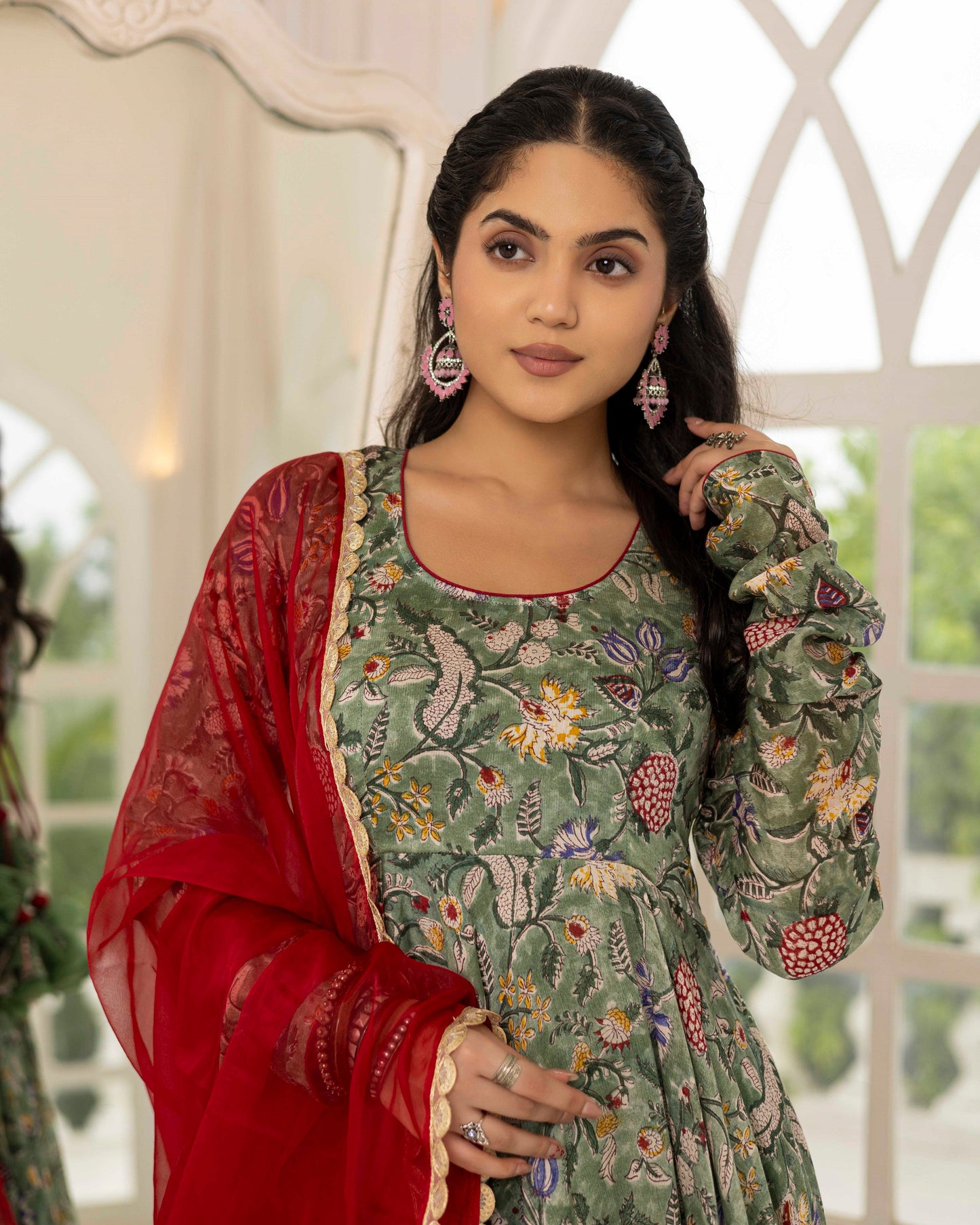 Island Splash Green chanderi suit set