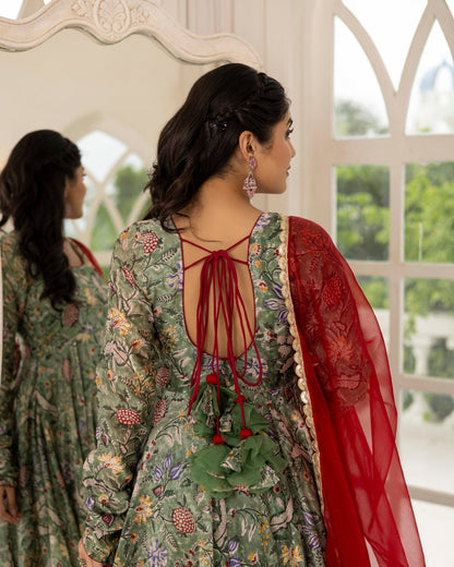 Island Splash Green chanderi suit set