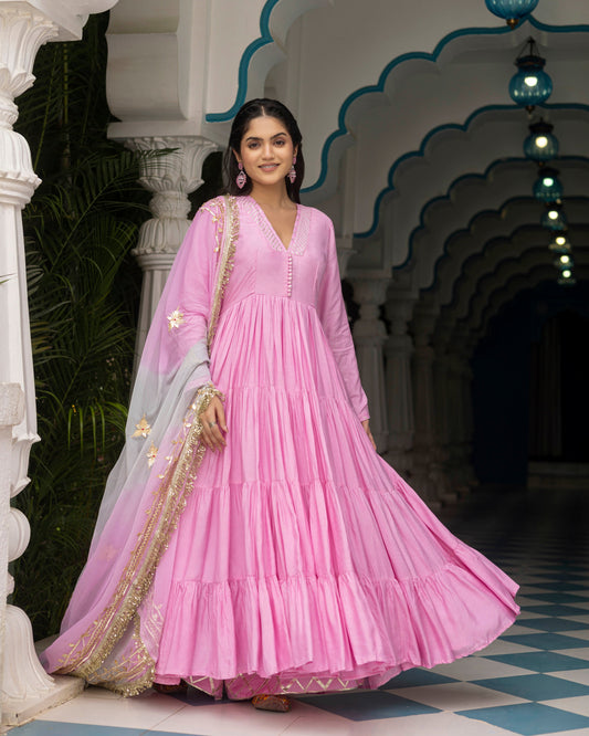 Blush Pink Anarkali Suit Set