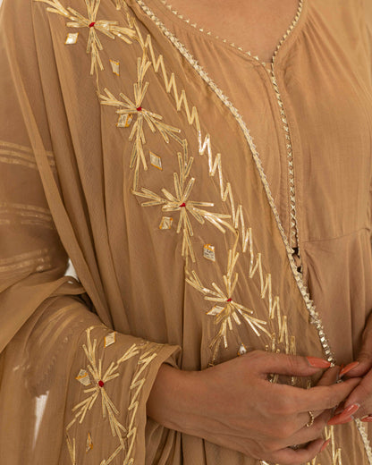 Beige Gotta Patti Sharara set