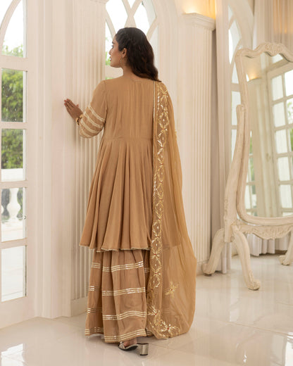 Beige Gotta Patti Sharara set