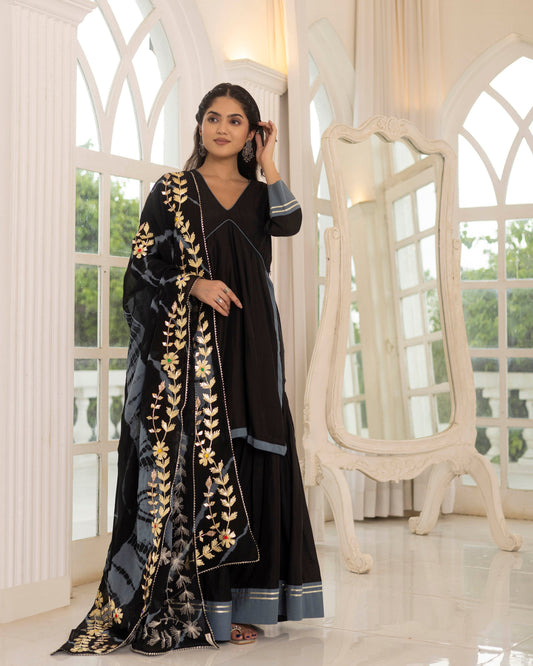 Black & iron gray sharara set