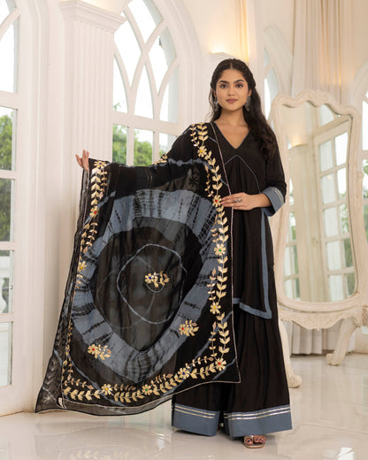 Black & iron gray sharara set