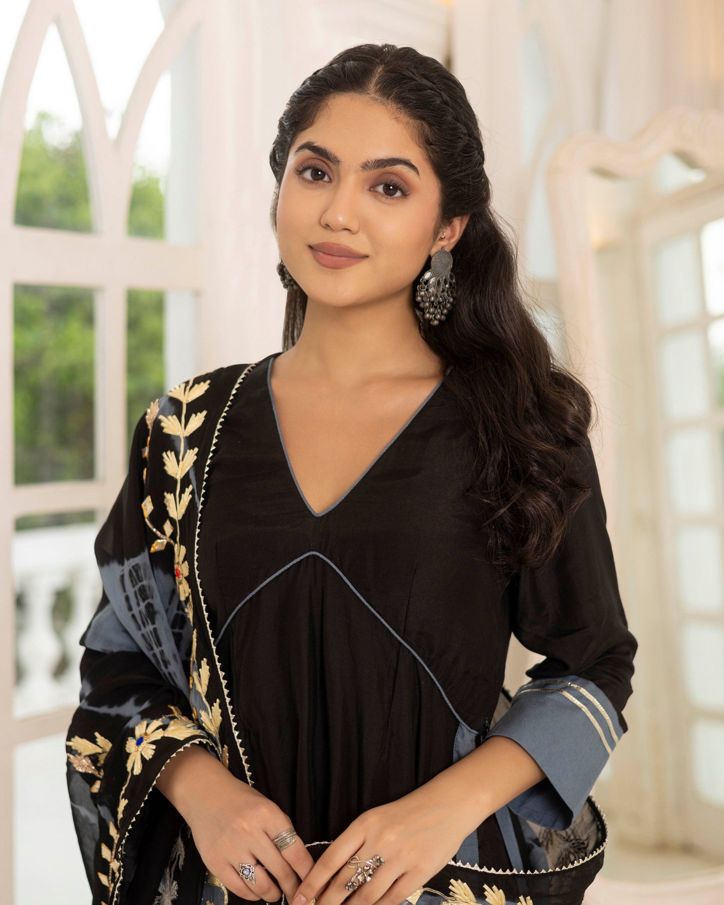 Black & iron gray sharara set