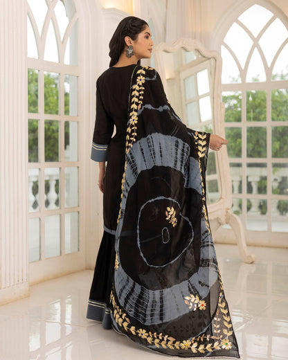 Black & iron gray sharara set