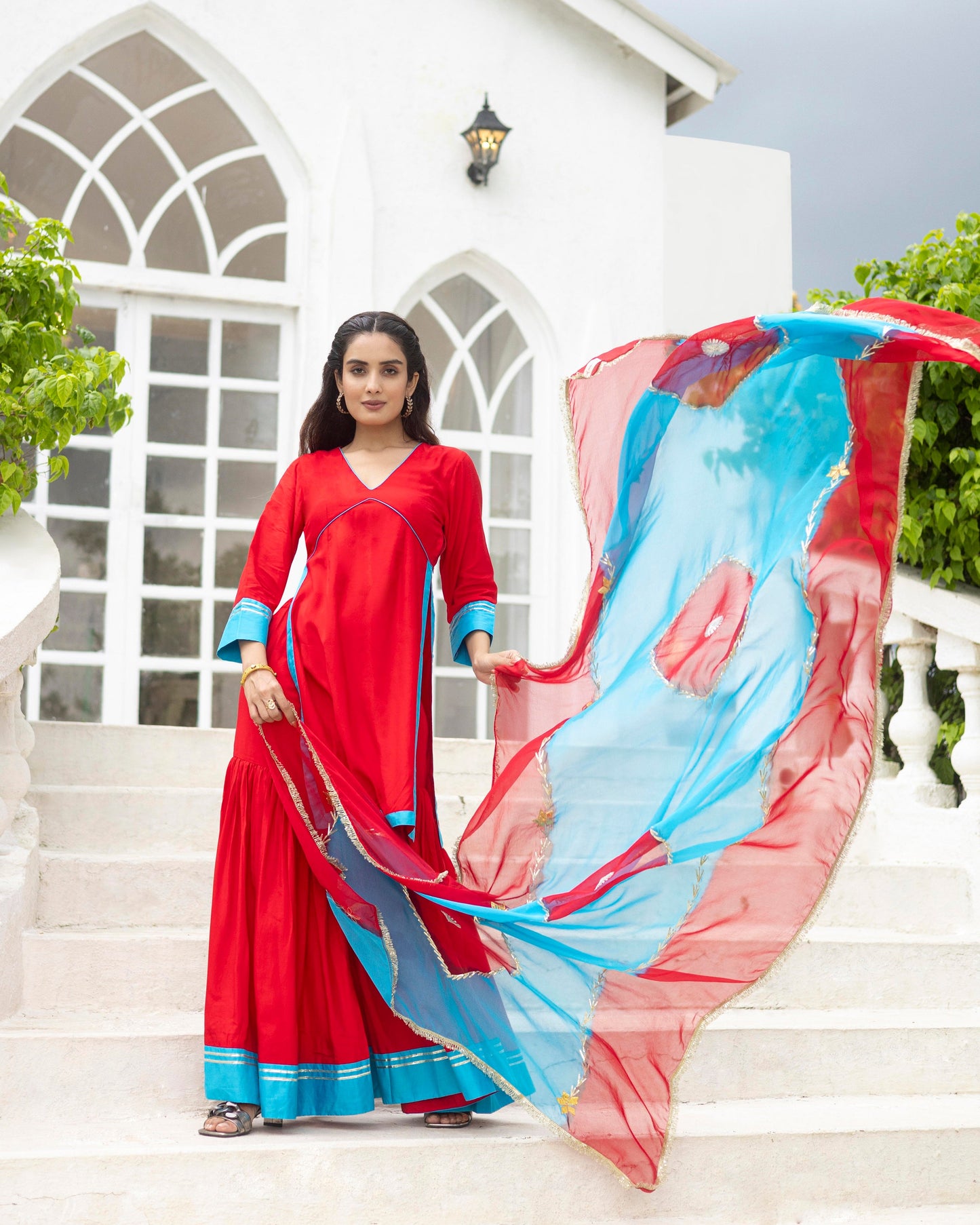 Brick Red & blue Sharara set