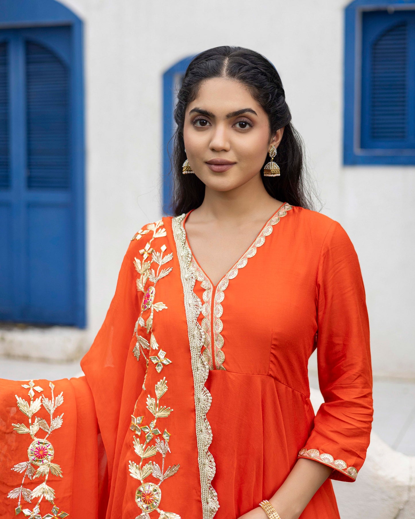 Aerospace Orange Sharara with gotta Patti Dupatta & Kurta set