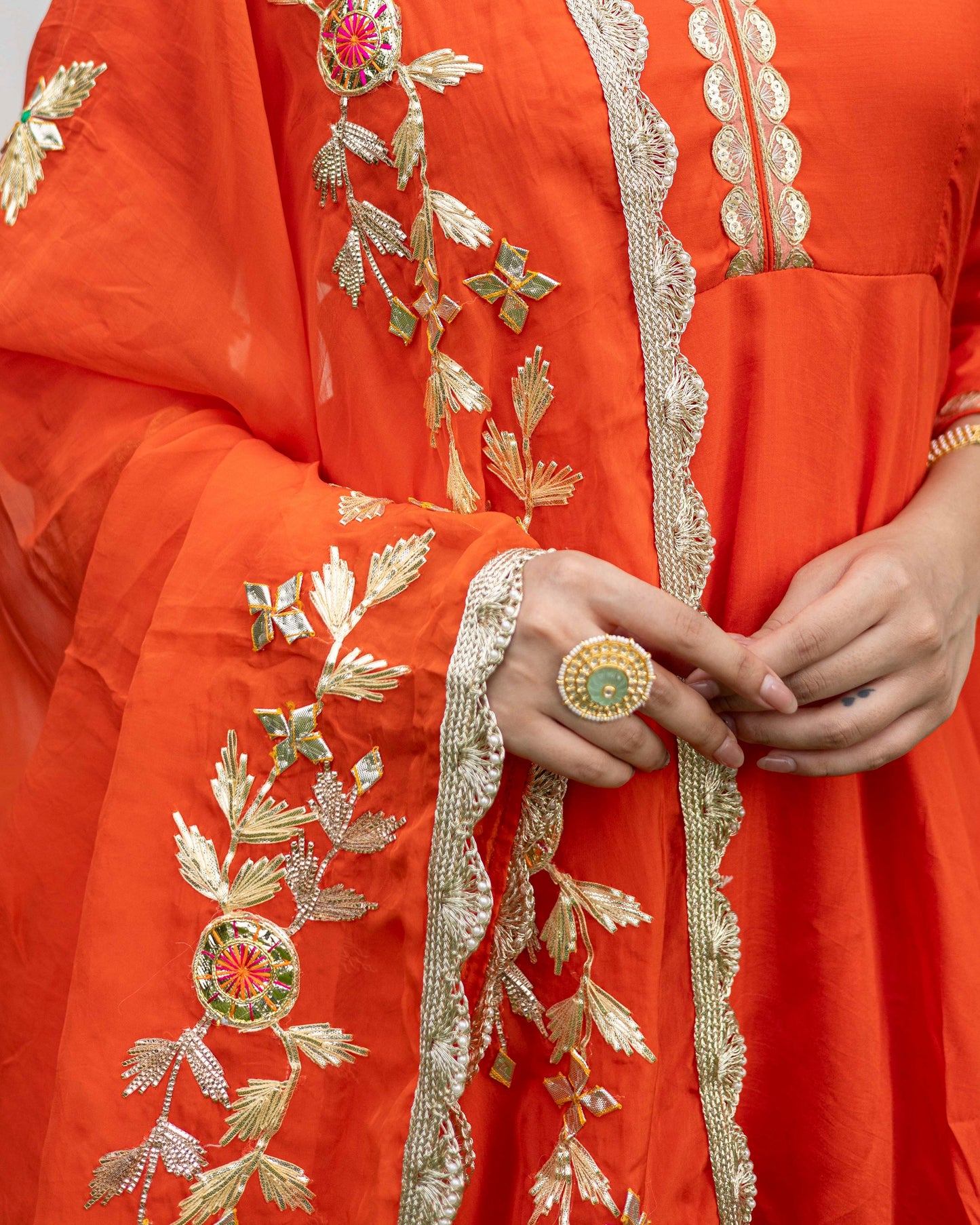 Aerospace Orange Sharara with gotta Patti Dupatta & Kurta set