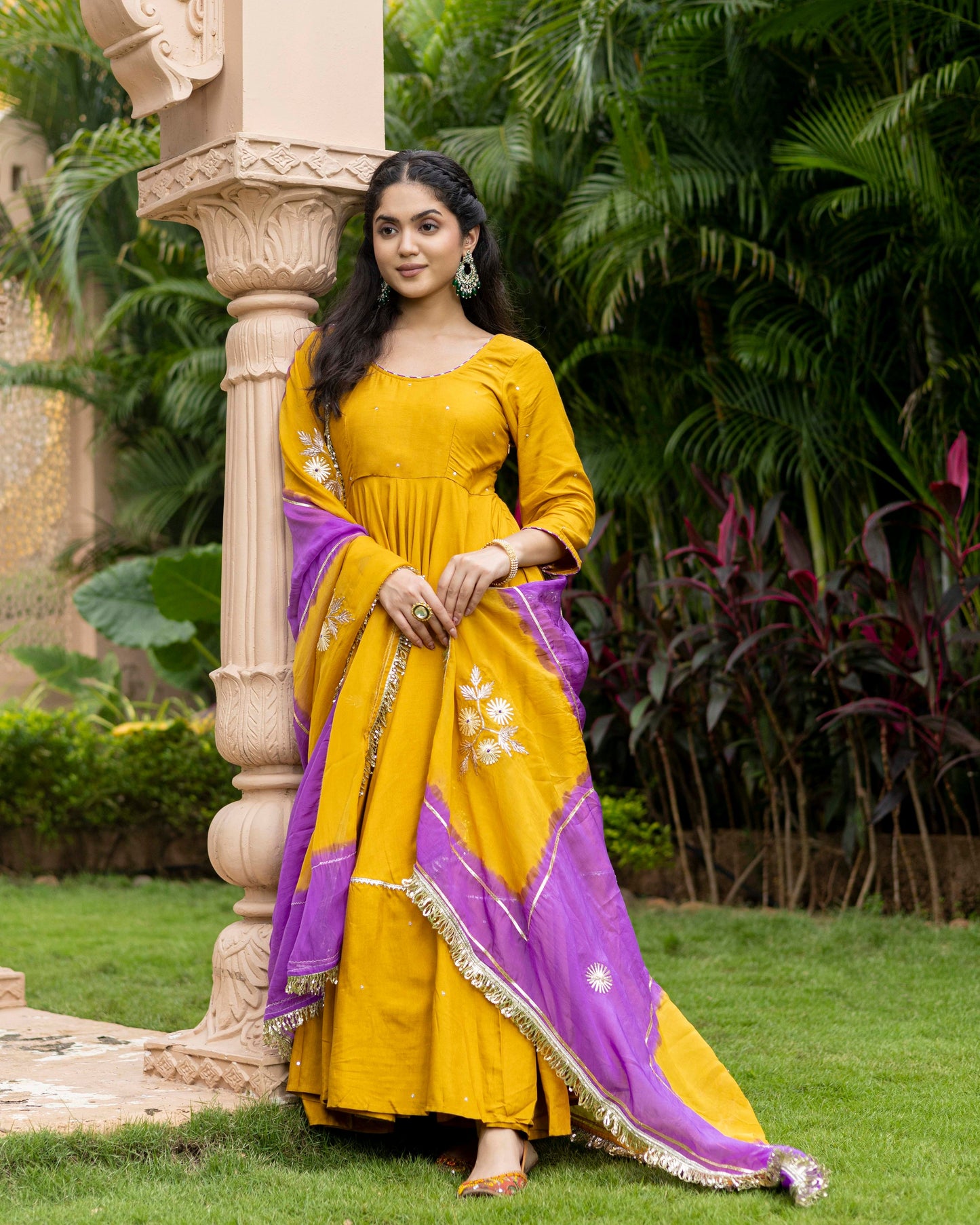Mustard Anarkali Suit Set