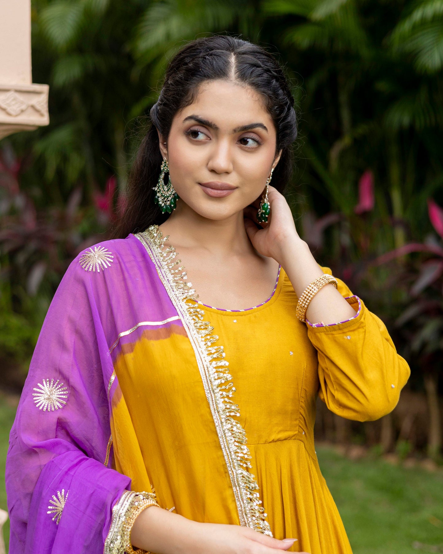 Mustard Anarkali Suit Set