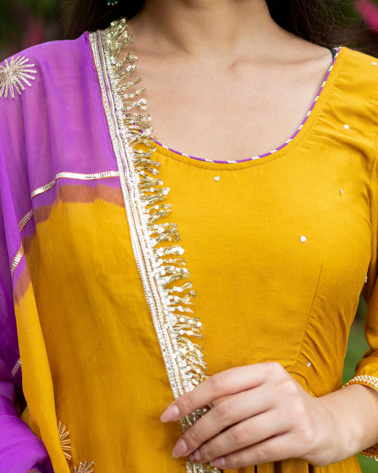 Mustard Anarkali Suit Set
