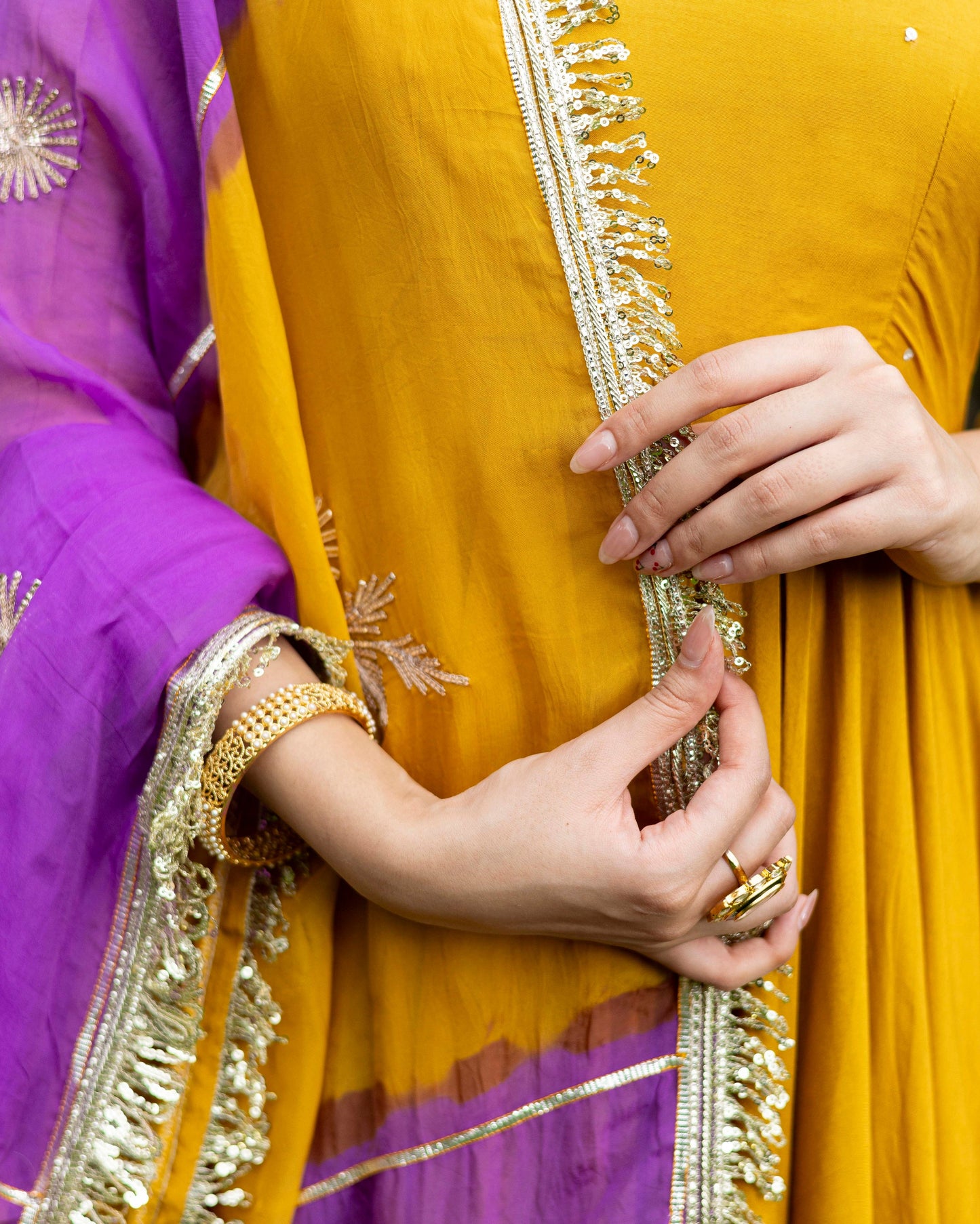 Mustard Anarkali Suit Set