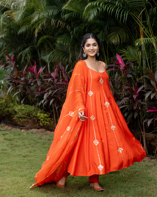 Orange Gotta Patti Suit Set