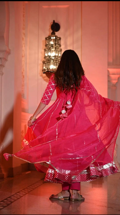 Fuchsia Pink Gota Suit Set