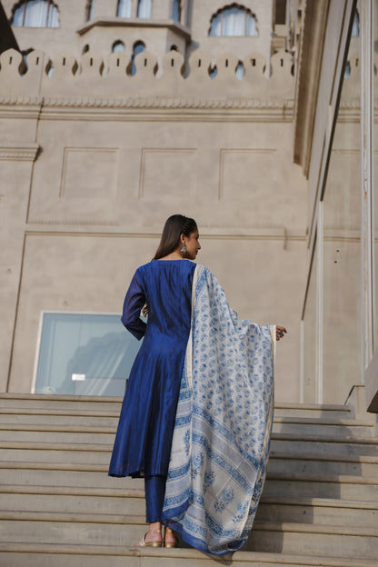 Royal Blue Chanderi Suit Set