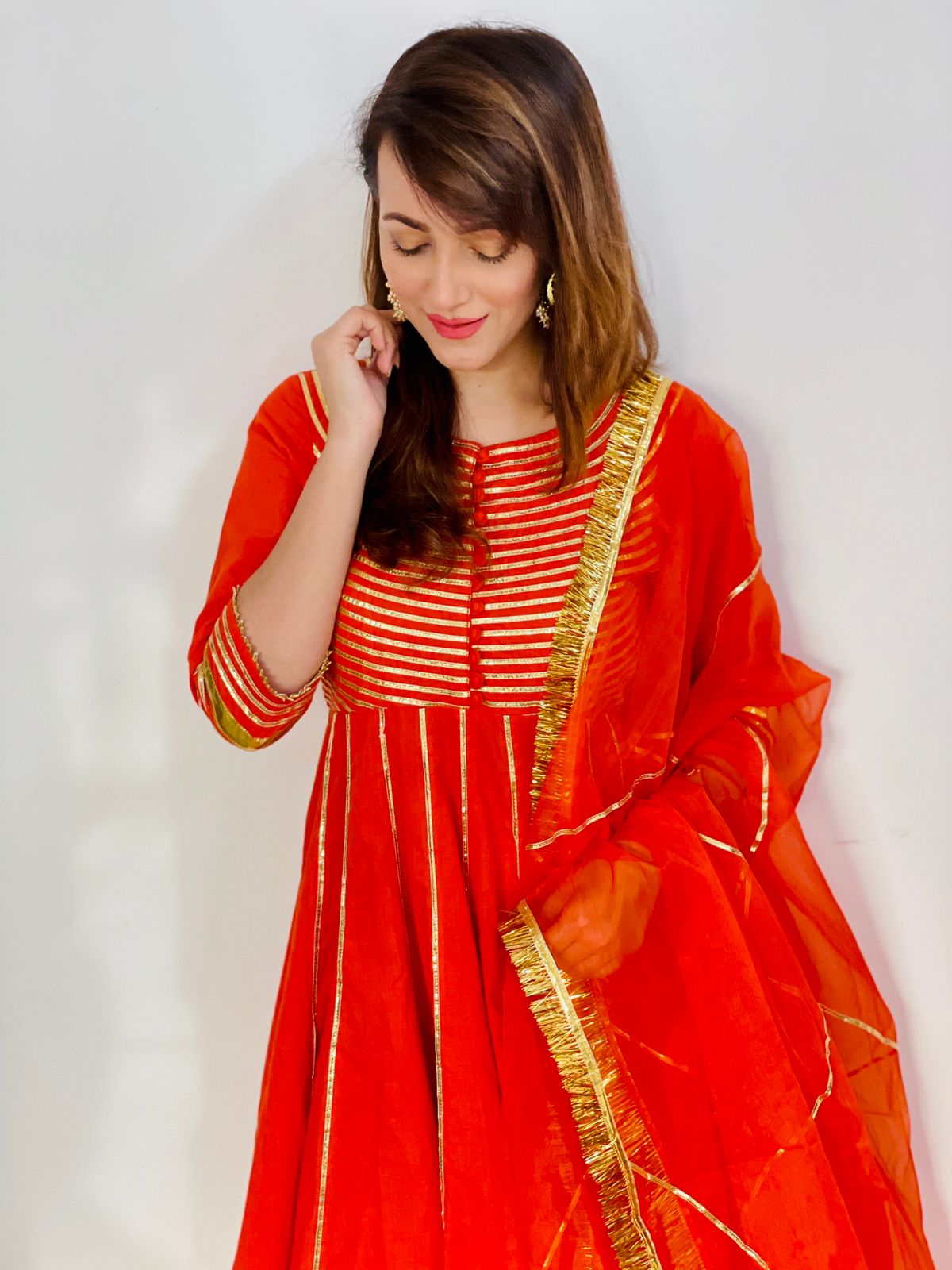 Squash Orange Gota Suit Set