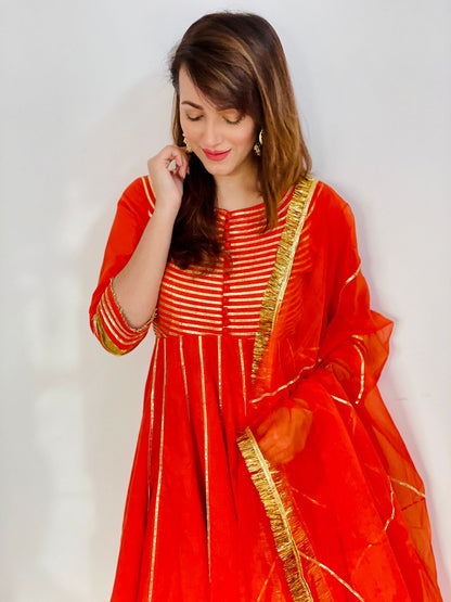 Squash Orange Gota Suit Set