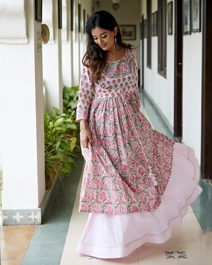 Belle Rose Angrakha Kurta With Skirt