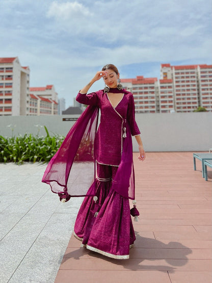 Sangria Embroidered Sharara Set