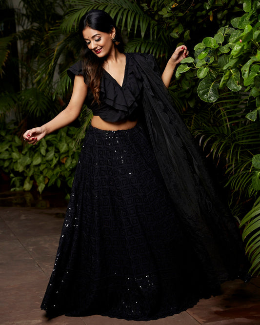 Black Sequence Lehenga