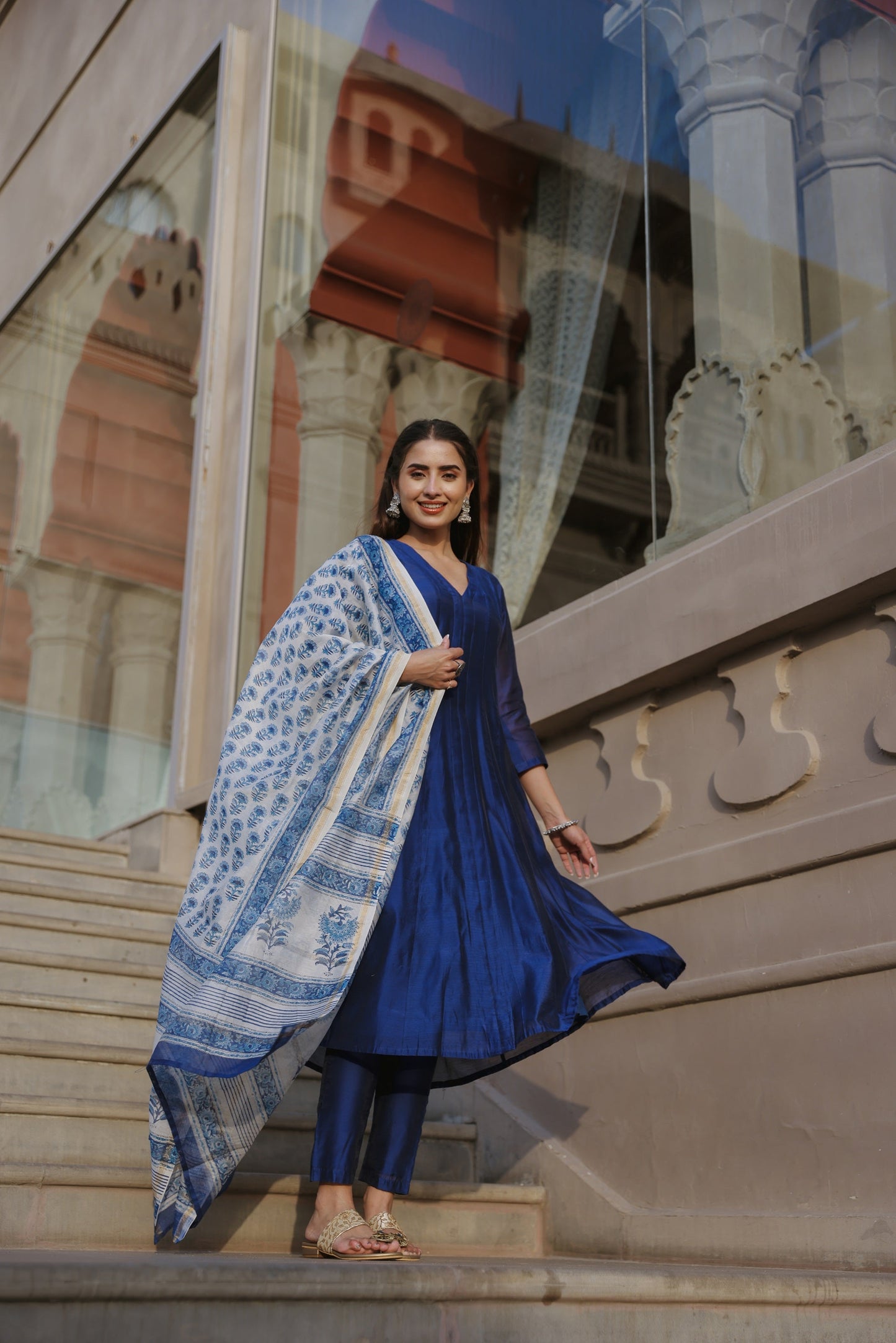 Royal Blue Chanderi Suit Set