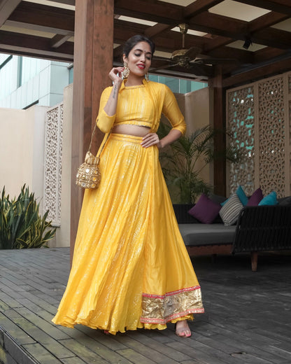 Turmeric yellow lehenga with Jacket