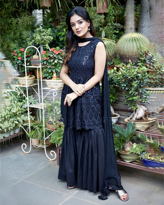 Black Sequence Kurta Set