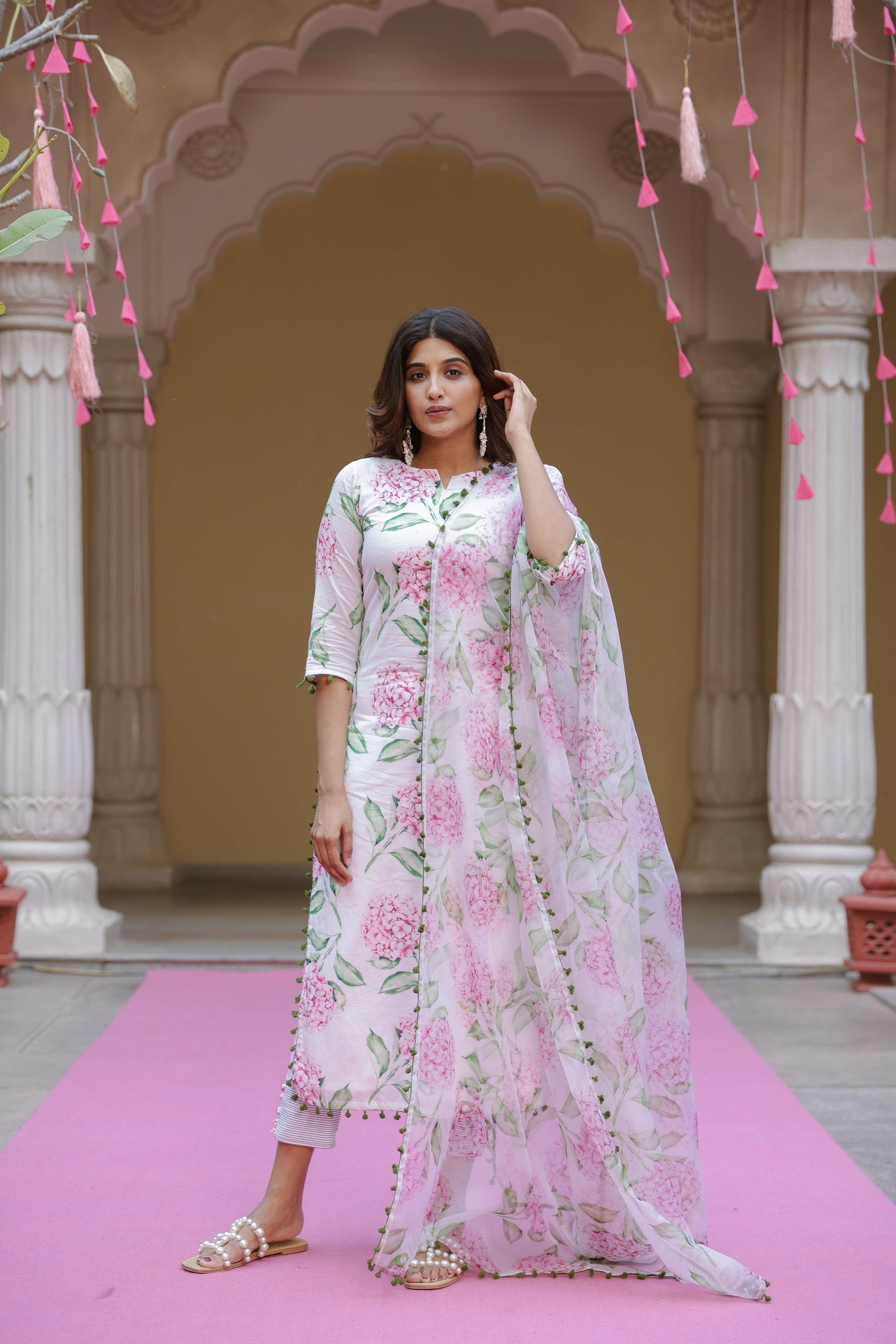 Pearl White Boota Suit Set