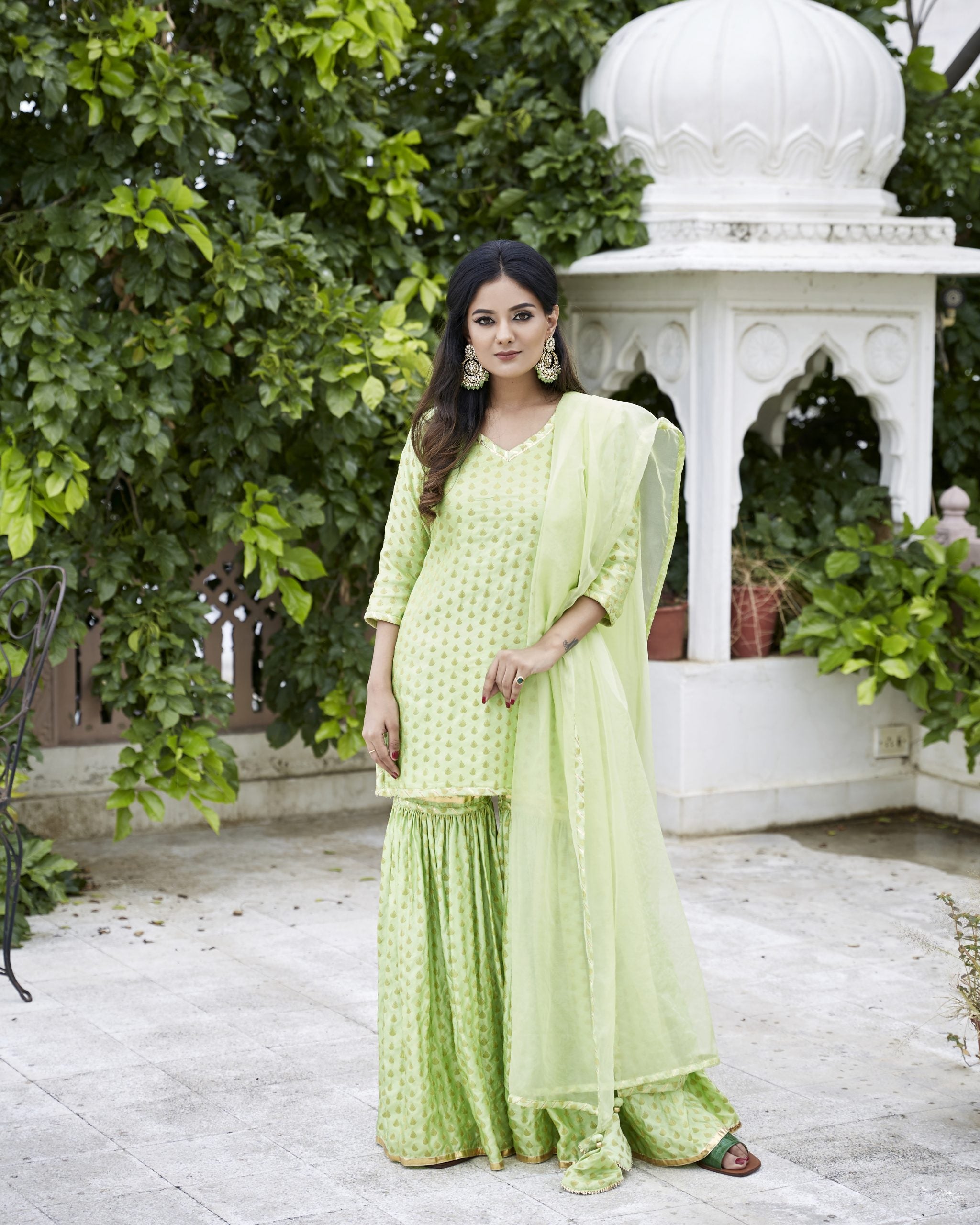 Perrot Green Brocade Set