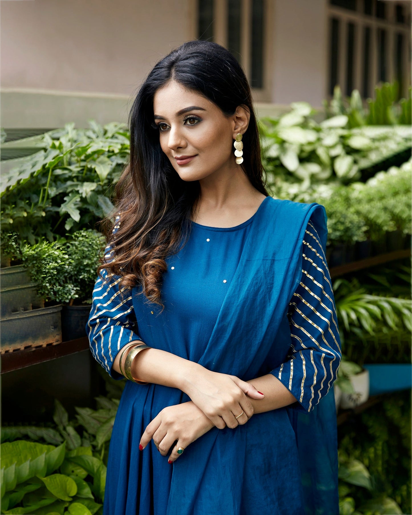 Peacock Blue Kurta With Neon Green Pant