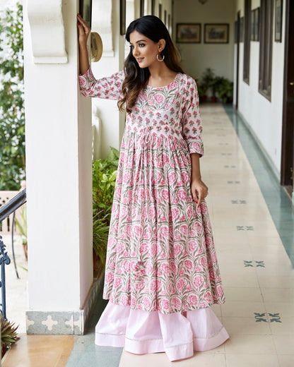 Belle Rose Angrakha Kurta With Skirt