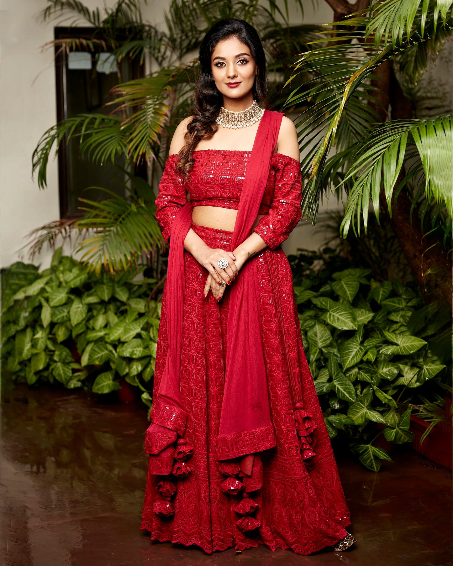 Maroon Sequence Lehenga Set