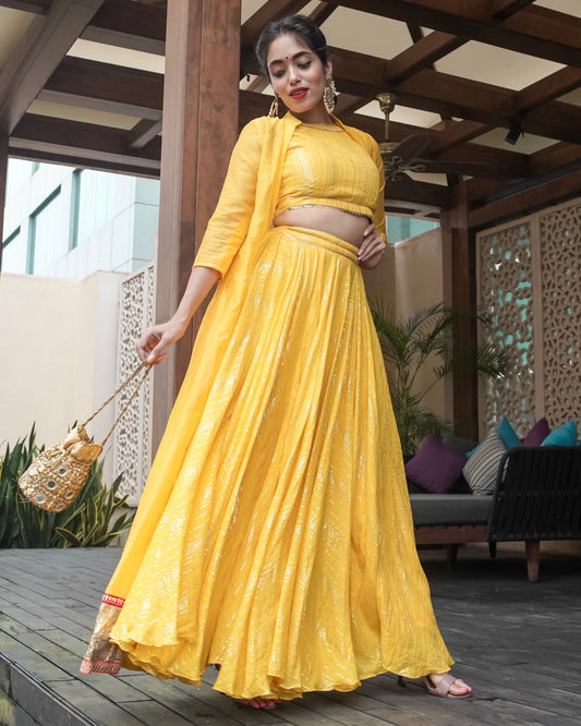 Turmeric yellow lehenga with Jacket