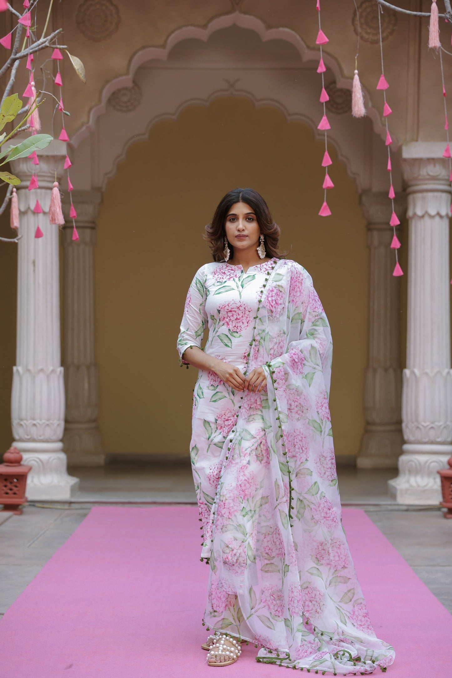 Pearl White Boota Suit Set