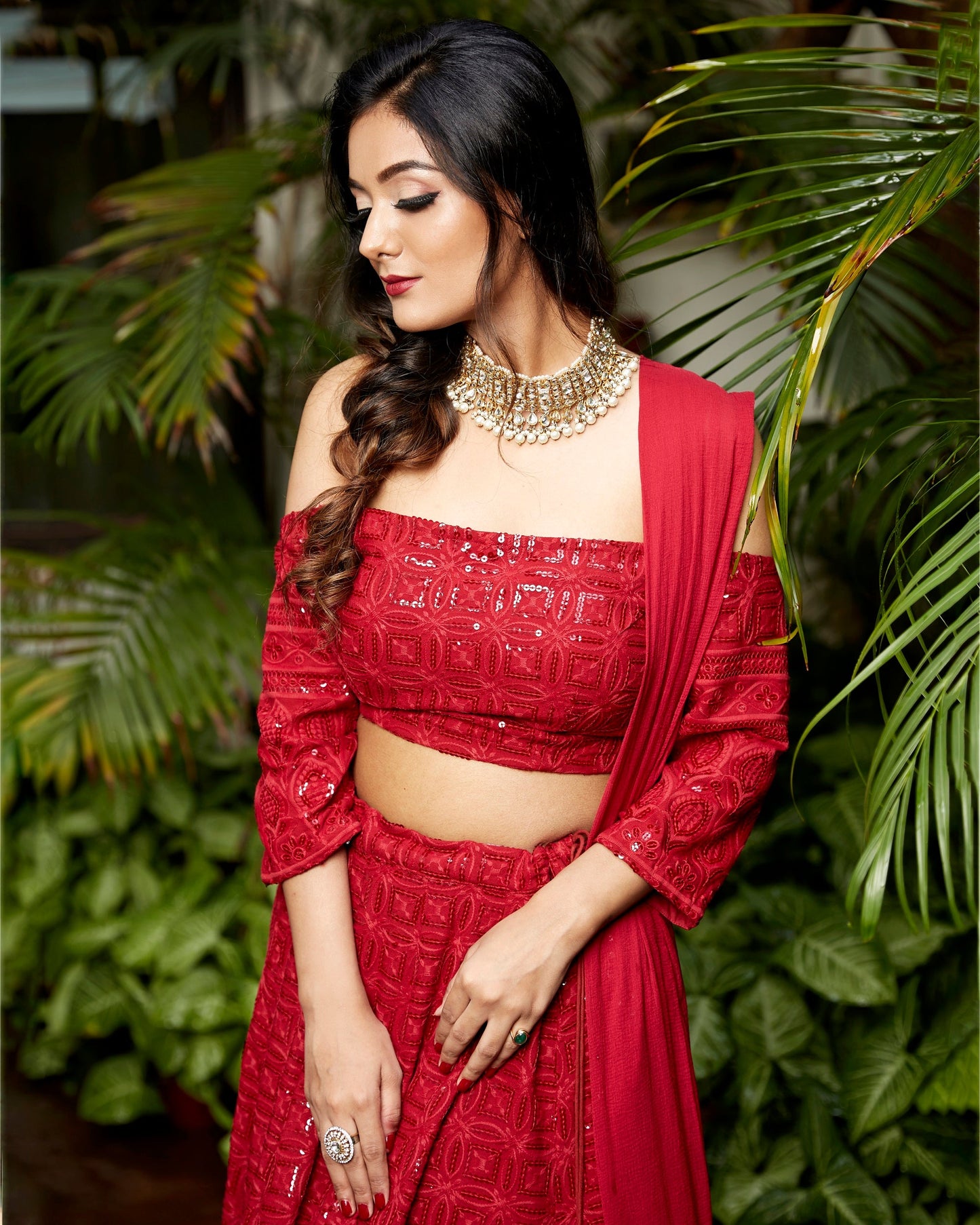 Maroon Sequence Lehenga Set