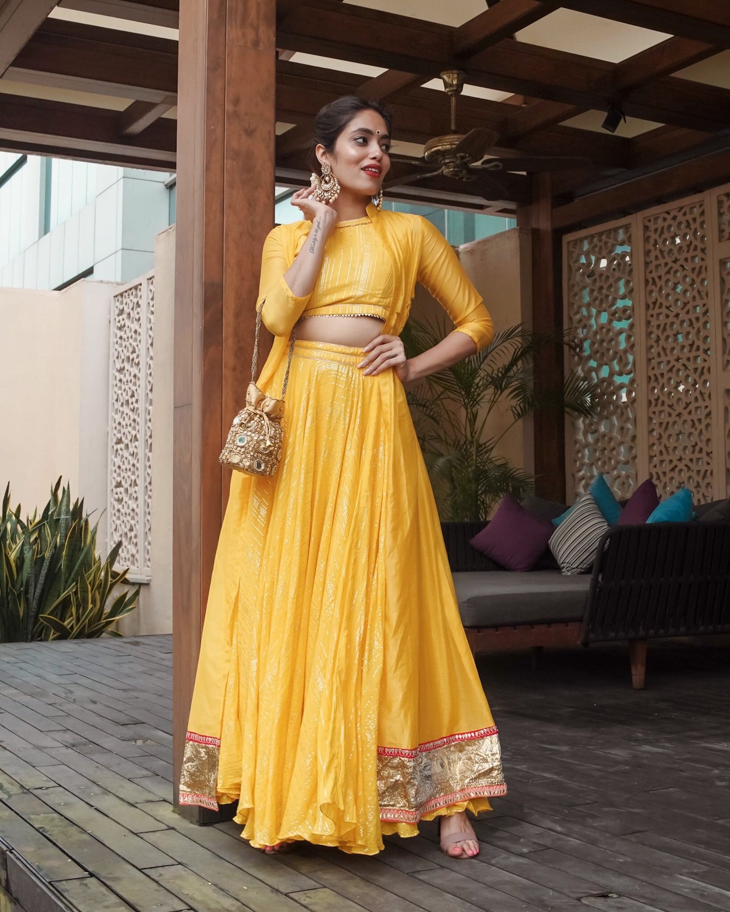 Turmeric yellow lehenga with Jacket