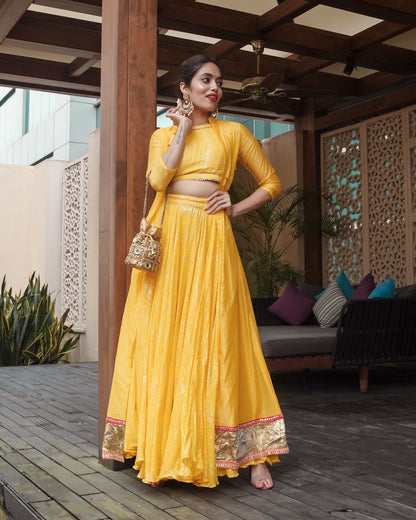 Turmeric yellow lehenga with Jacket