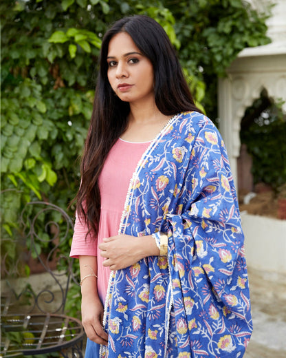 Blue Pink Shaded Kurta Set