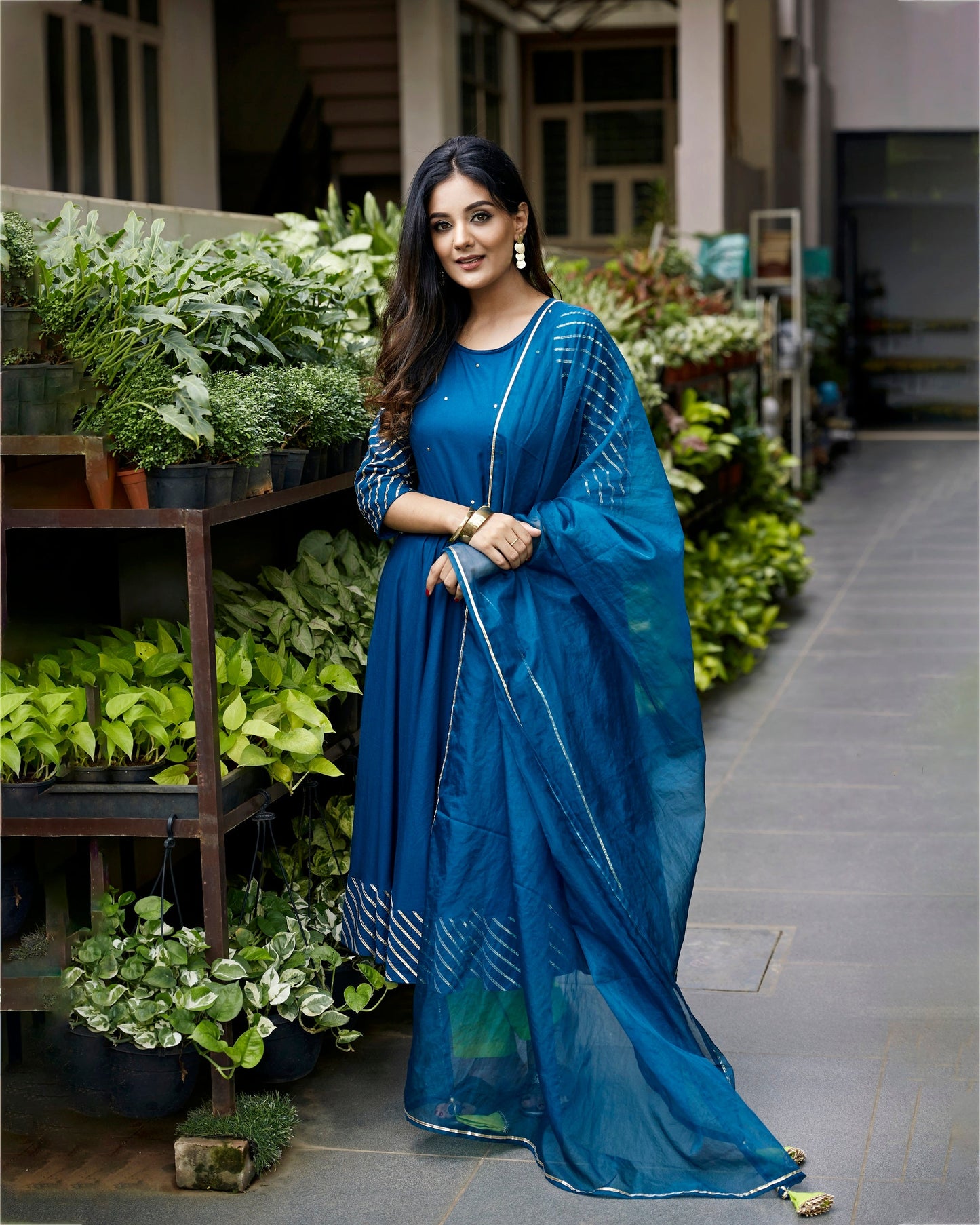 Peacock Blue Kurta With Neon Green Pant