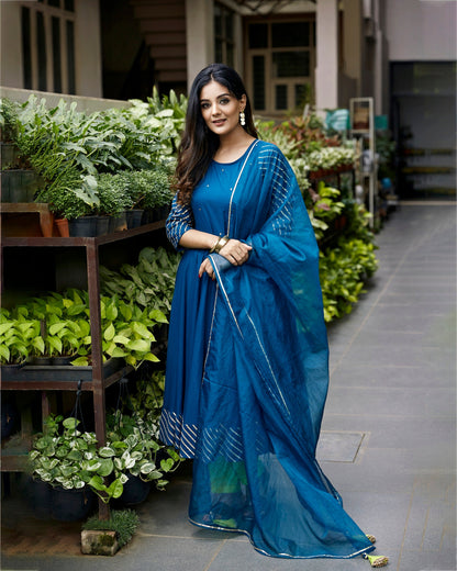Peacock Blue Kurta With Neon Green Pant