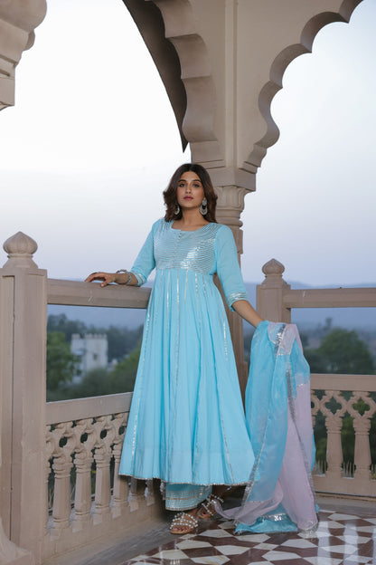 French Blue Gota Suit Set
